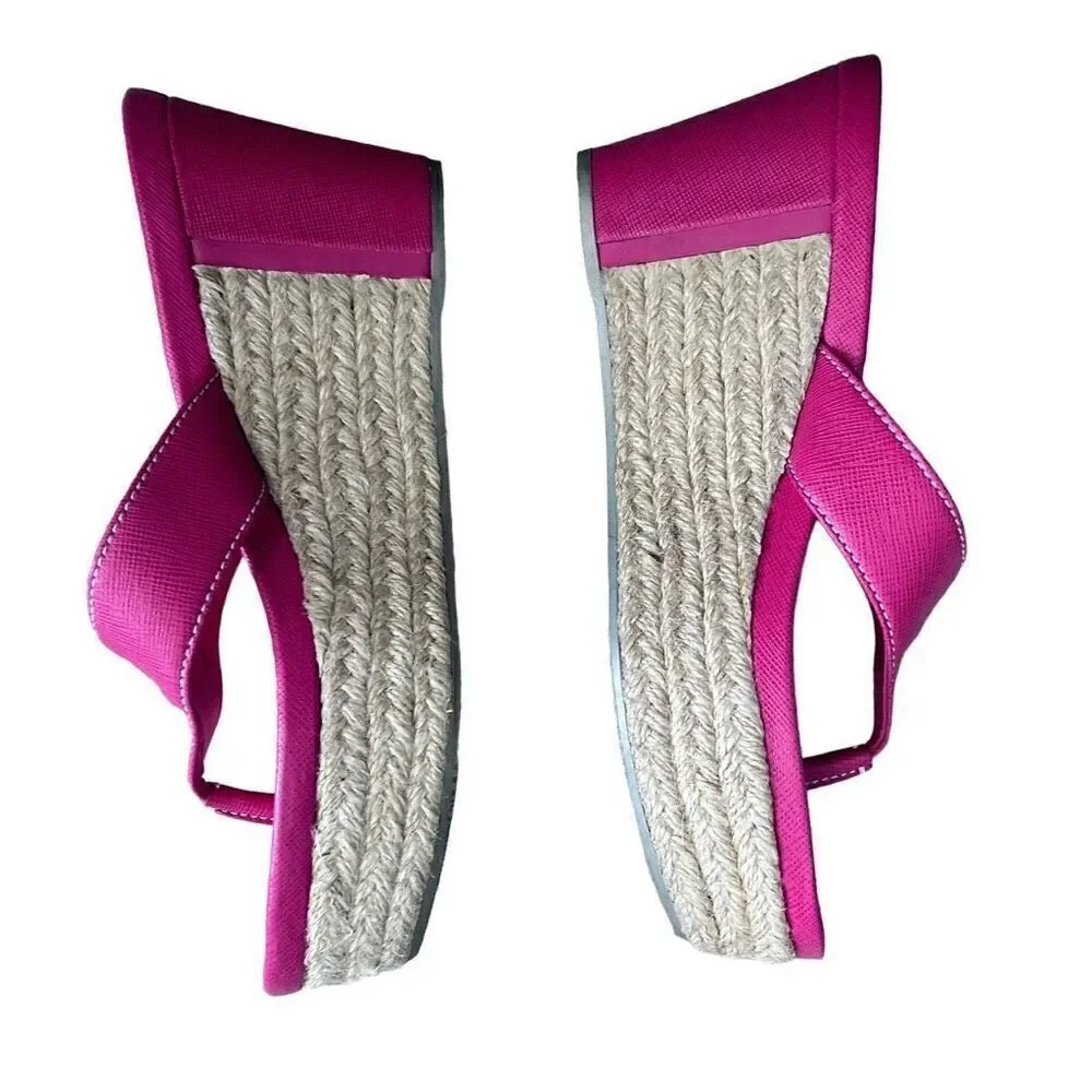 Y2K Prada Magenta Flip Flop Wedge Heels